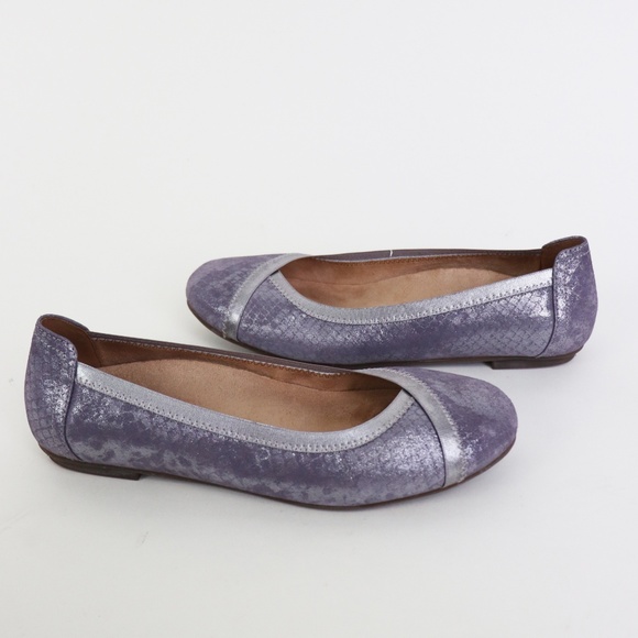 Vionic Caroll Leather Ballet Flats Pewter Purple 7 - Picture 6 of 7